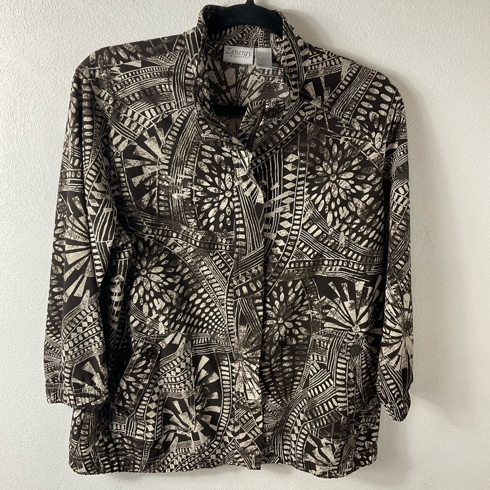Chico’s Zenergy Brown & Tan Jacket Sz 2 / L